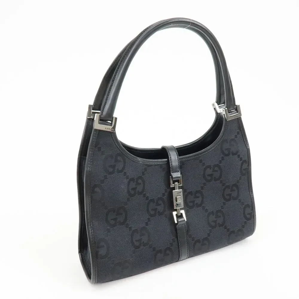 Gucci Jackie GG Canvas & Leather Hobo Bag Black